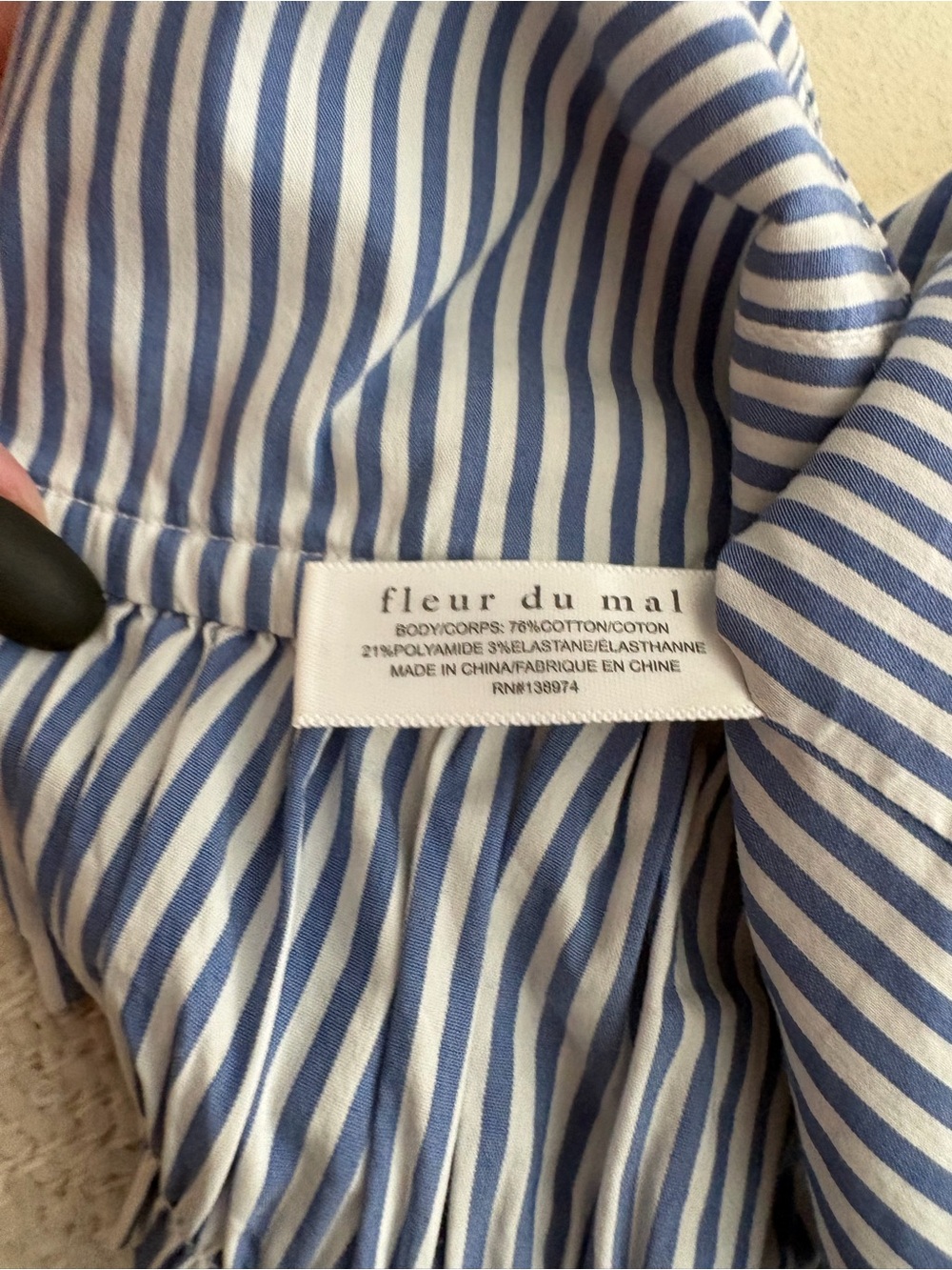 FLEUR DU MAL Poplin Bustier l Striped Blue & White Tank Top size 0 - Picture 10 of 12